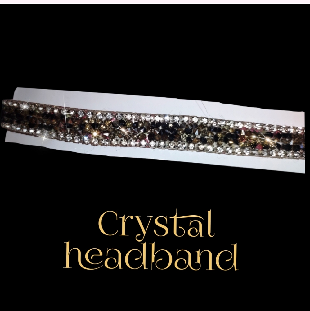 Sparkling Black Crystal Stretchy Fabric Headband